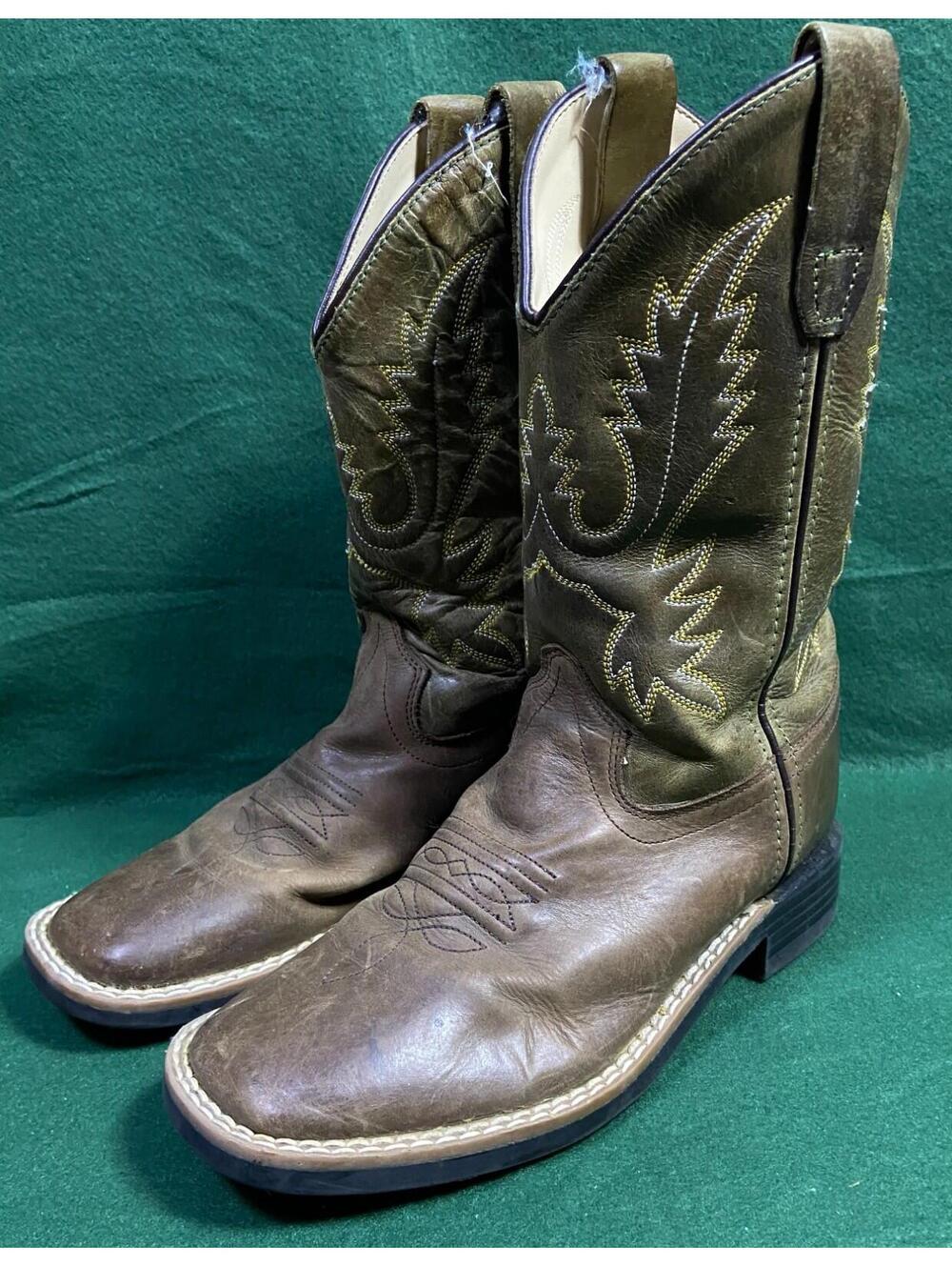 Youth Old West Boots Size 2 2.0 - D BBSC1877 Leather Cowboy Boots Rodeo Western